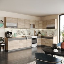 Küchenzeile Eckküche Winkel Küche Einbauküche Küchenblock ALINA Sonoma Eiche 