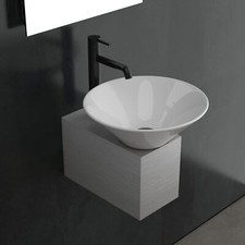 Alpenberger Keramik Waschbecken mit Edelstahlkasten Waschtisch Set Nano Gäste-WC