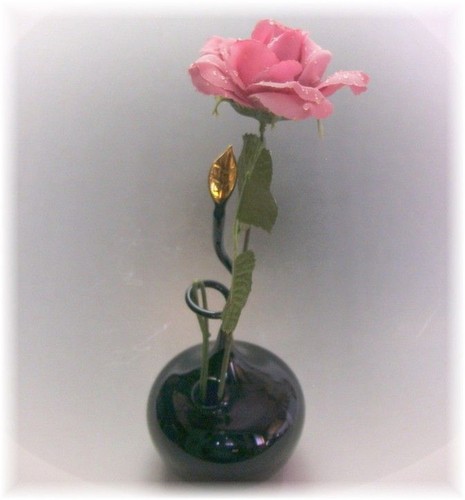 Rosenvase lauscha farbglas - rosenvase,