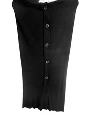 Damen Strick Rock Strickrock lang schwarz Mode S M L 36 38 40 Knöpfe