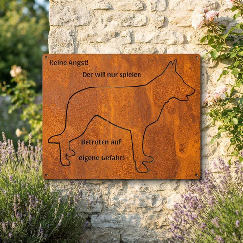 Edelrost hundeschild beware - beware, of