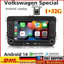 7" Autoradio Android 14 GPS Navi BT RDS Für VW GOLF Polo 5 6 Passat Touran Skoda