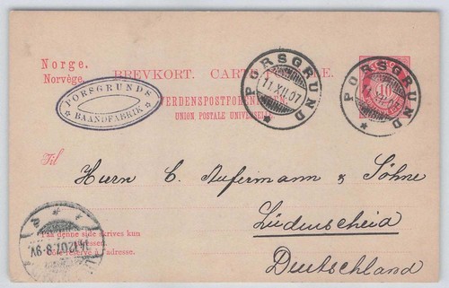 Norwegen 1907 upu - 1907, upu-ganzsache