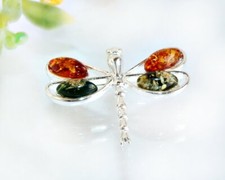 Bernstein Brosche Silber 925