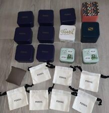 #12 x Fossil Schmuckdosen Blech Dosen Behälter Uhrendosen Leer + 7 Stoff Tüten