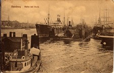 Hamburg Hafen mit Dock. 1912