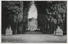 alte AK Potsdam 1945, Sanssouci - Durchblick zum Schloß