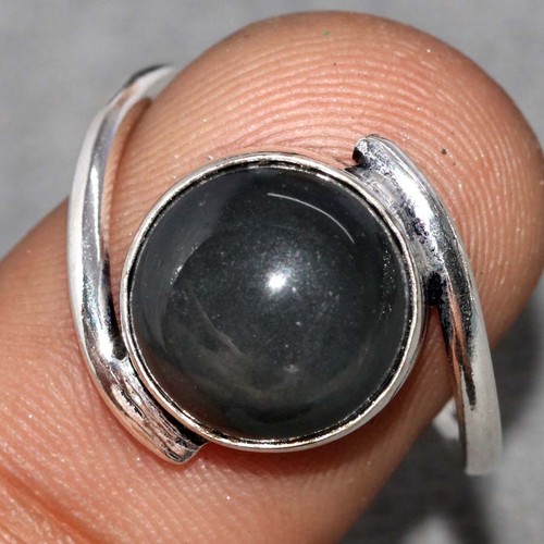 Black obsidian ring - black,