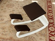 STOKKE Balans (jetzt VARIER Variable) Kniestuhl, Holz weiß Echtleder dunkelbraun