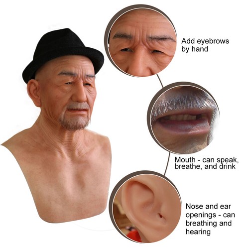 Realistic old man mask - man,