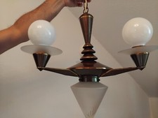 Antike Jugendstil Hänge Lampe Pendel Lampe Messing Glas  MASIERO ?