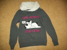 Pullover, grau,  134/140,  Bulldogge, gefüttert