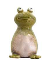 Gartenstecker Frosch Keramik Zaunhocker Deko Teich Skulptur Figur Froschkönig