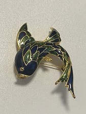Vintage Brosche Emailiert Fisch