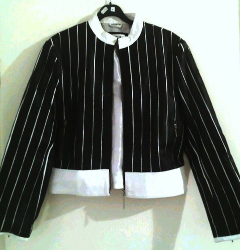 Lederjacke schwarz weiß - , 42