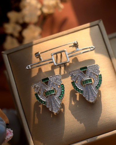 Brosche doppelt clips - clips, silber