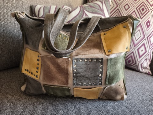 Handtasche leder leinen - handtasche,