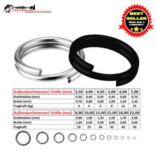 Sprengringe Edelstahl Angel Splitringe Spaltringe Angeln, Silver oder Black Matt