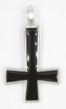 Anhänger umgedrehtes Kreuz mit schwarzer Lack Einlage
