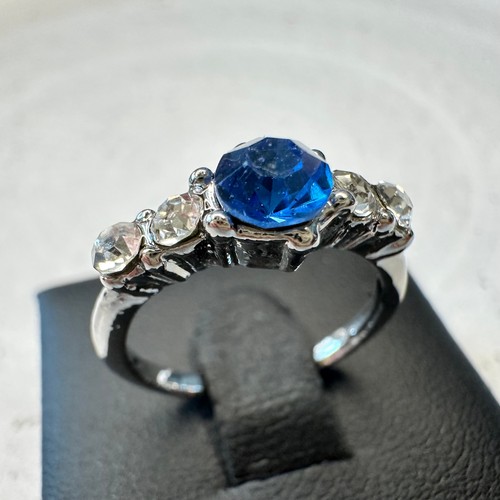 Ring versilbert blau - , stein
