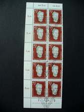 1960  MiNr. 756, Sachsenhausen, Rothbarth, gestempelt im 10er- Bogen