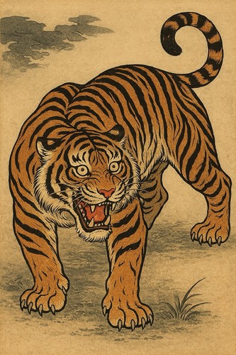 Japanischer holzschnitt tiger - japanischer,