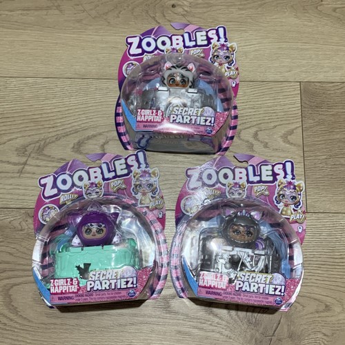 3er set zoobles secret partys - set,
