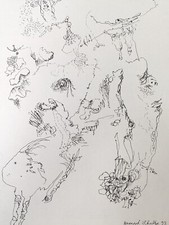 Bernard Schultze, Gedicht-Zeichnung, Druck, im Druck signiert, 1993