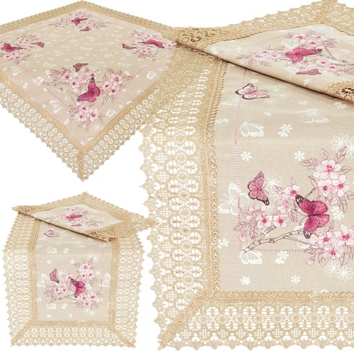Tischdecke spitze beige - tischdecke,