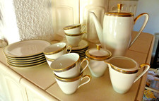 Kaffeeservice BAVARIA J.SELTMANN Qualitätsporzellan elfenbein  Goldrand, 21 tlg.