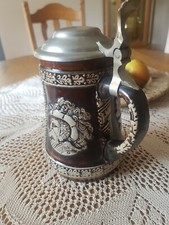 Vintage Bierkrug mit Zinndeckel / MR Marzi & Remy / Keramik