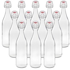 12 Glasflaschen 1 Liter Flasche Bügelflasche mit Bügelverschluß  aus Porzellan