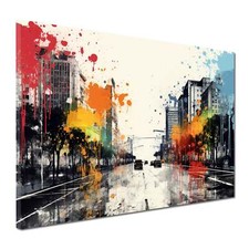 City Splatter Stadt Urban Pop Art Wandbild Leinwandbild Kunstdruck XL Wanddeko