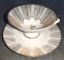 Bavaria Elfenbein Porzellan Sammeltasse Vintage Tasse und Untertasse Gold Muster