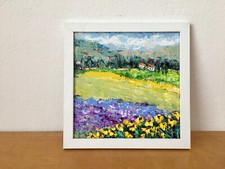 Lavendel und Sonnenblumen Feld Ölgemälde auf Leinwand Tafel Provence Landschaft