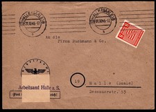 SBZ Provinz Sachsen 70 auf Brief mit fehlerhaftem Maschinenstempel Halle 1945