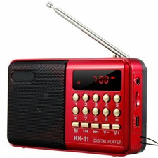 FM Radio Tragbarer LCD Digital Lautsprecher Musik Player Wiederaufladbar MP3