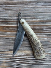 gamsjaga Damast Taschenmesser Schnapperl Hirschhorn