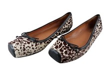 Alaia Paris Damen Schuhe Ballerina Gr. 40 Fell Tierprint Karree Slipper Schleife