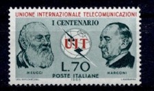 Antonio Meucci und Guglielmo Marconi. 100J. ITU. 1W. Italien 1965
