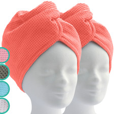 Mikrofaser Haarturban, Turban Handtuch mit Knopf (2er Set)