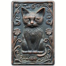 Blechschild Katze Kupferoptik