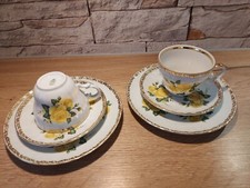 2 x Sammeltassen Retsch Arzberg Germany Gedeck gelbe Rose mit Goldrand