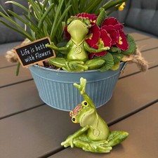 Deko Gartenfiguren YOGA Stretching Frosch für Garten, Terrasse, Heim oder Büro