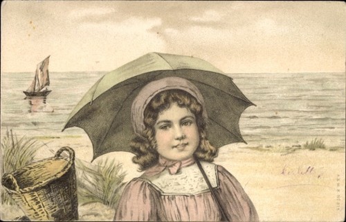 Litho mädchen strand - mädchen, am