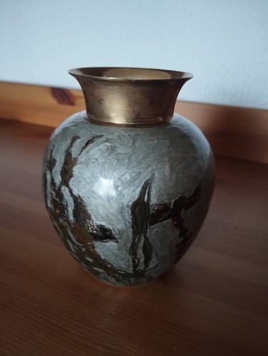 Handbemalte messingvase - handbemalte, messingvase.