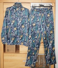 Schlafanzug Pastunette Deluxe Gr. 38 von Speidel aus Viskose Satin grün-blau