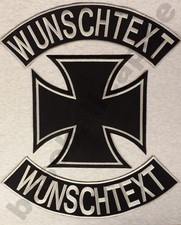 Patch WUNSCHTEXT BIKER Aufnäher Siderocker Rückenschleife Rückenpatch IRONCROSS 