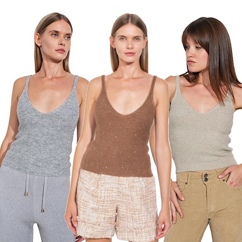 Damen stricktop mit micro - damen,