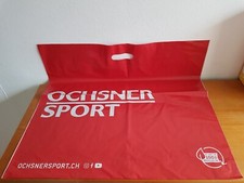 alte XXL Plastiktüte  Ochsner Sport Rot Schweiz 62 cm x 57,5 cm Tüte Tasche Bag